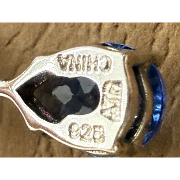 Vintage A.T.R. Jewelry 925 Sterling Silver Signed Tear Drop Earrings Blue Stone - Picture 12 of 12